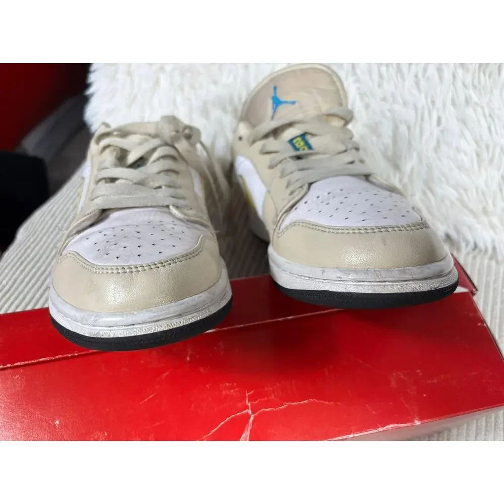 Nike Air Jordan 1 Retro Palm Tree Shoes Men 7 Beige White Gold Swoosh CK3022-107